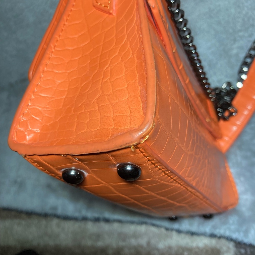 Zara Orange Croc-Embossed Mini Bag - Picture 9 of 11